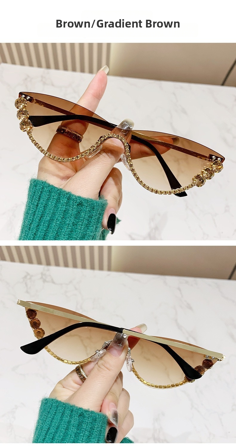 Occhiali da sole donna gatto con strass semicerchio moda_voghion.com
