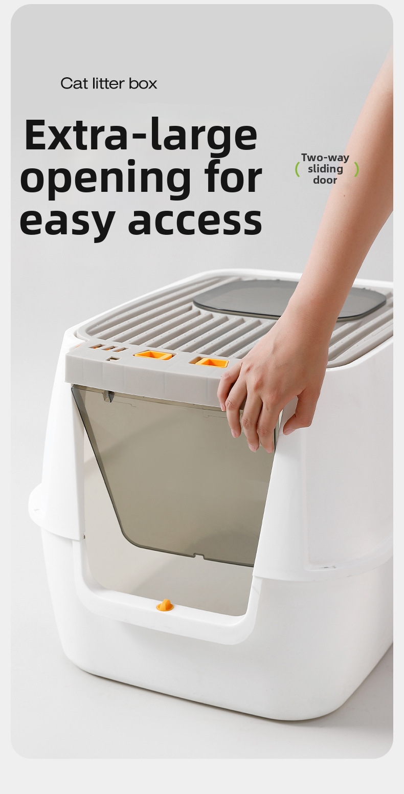 Extra Large Mega Cat Litter Box Fully Enclosed Splash Proof Odor Resistant Sterilizing_voghion.com