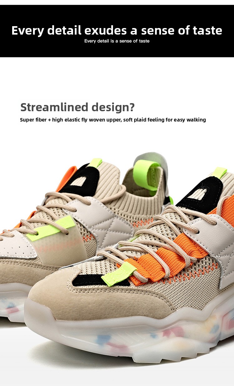 Scarpe casual da uomo di grandi dimensioni, modello Popcorn, con plateau, modello Guochao Dad, scarpe sportive Flywoven da corsa._voghion.com