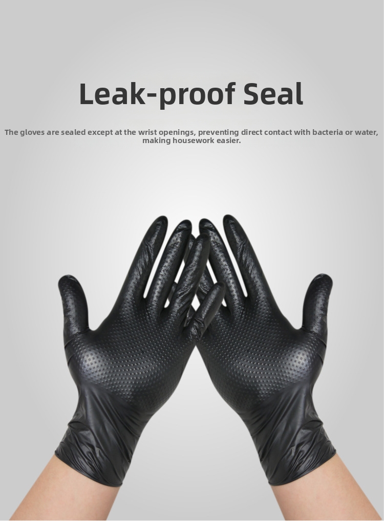 Gants nitrile jetables épais noir résistants acides alcalis_voghion.com