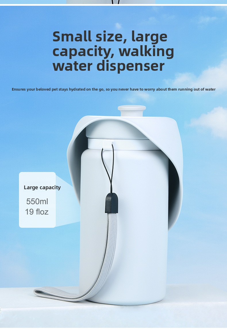 Space-saving foldable pet water bottle for walks