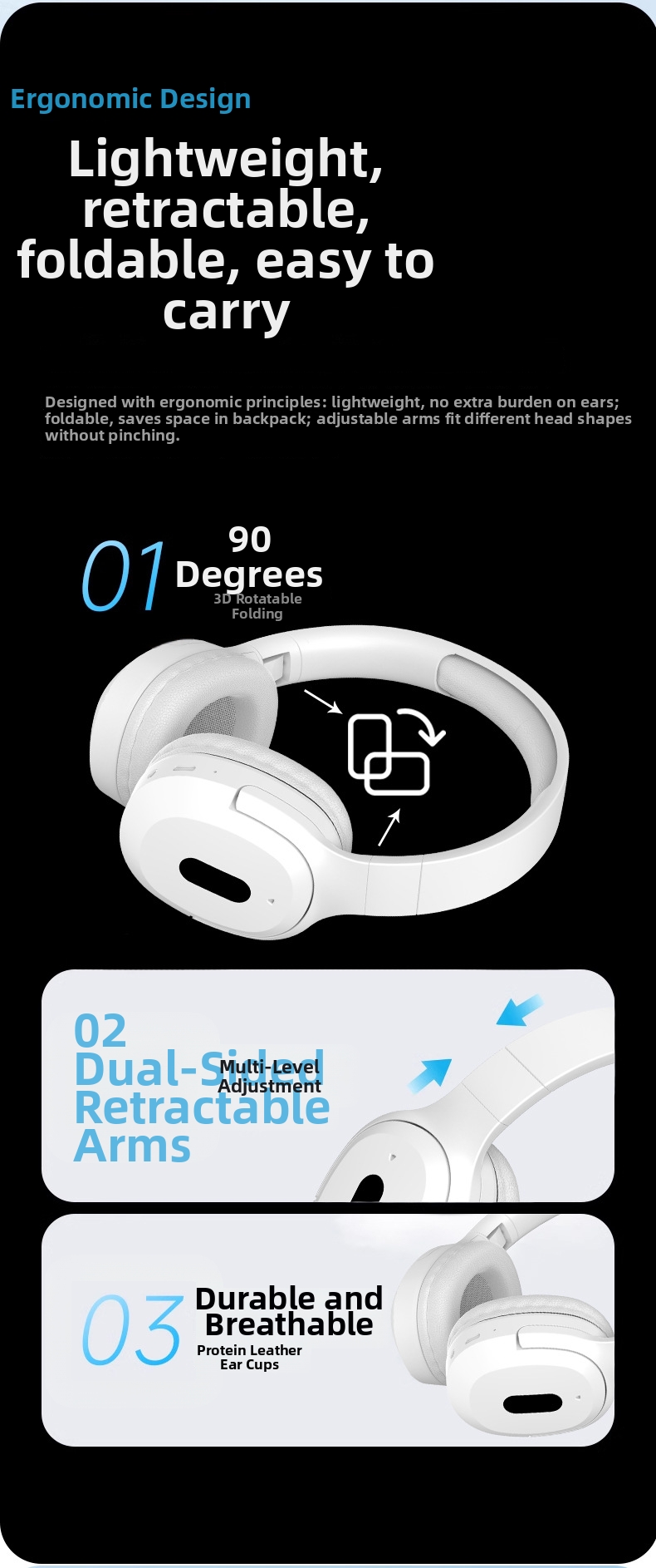 Écouteurs Bluetooth sans fil avec basses puissantes et rétractables pour téléphones portables - Vente directe d'usine - Offre transfrontalière en gros_voghion.com