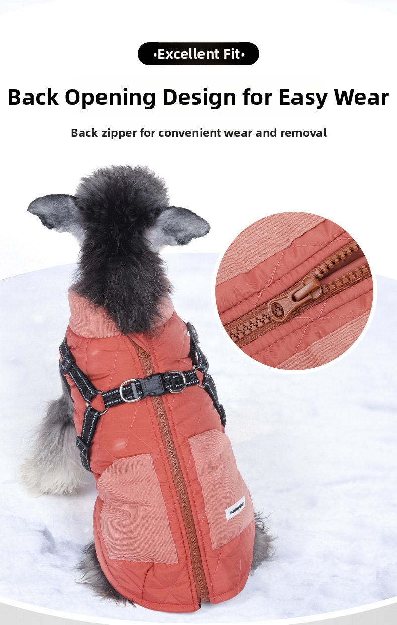 Dog Winter Padded Coat With Integrated Harness For Small Breeds_voghion.com