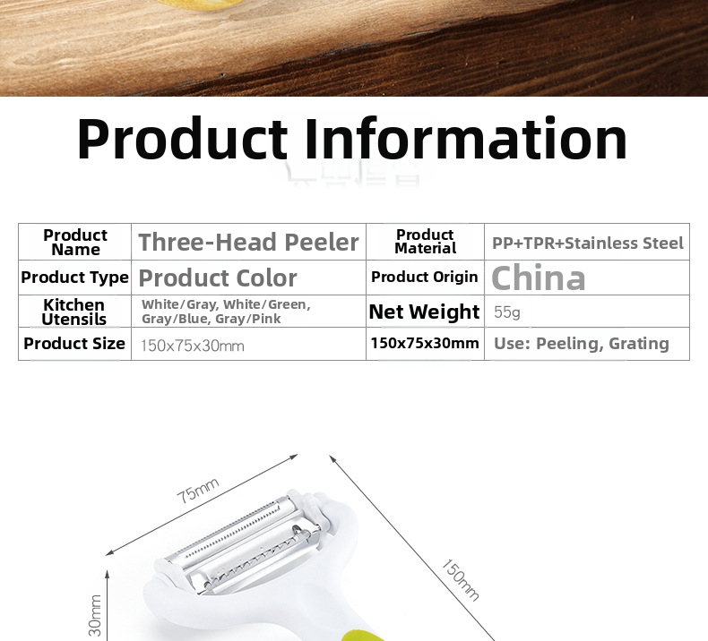 3 In 1 Vegetable Peeler Stainless Steel Rotary Peeler Slicer_voghion.com