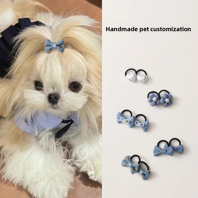 Pet Hair Accessories, Hair Loops And Headpieces, Pet Specific Hair Tie Straps, Dog Fabric Hair Cords, Handmade Customization_voghion.com