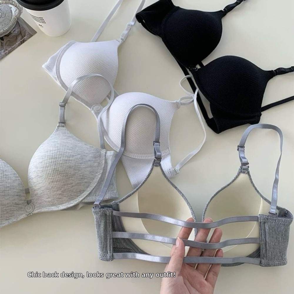 Sujetador de verano sin costuras estilo francés, seductor, con forma de U, sin espalda, copas de soporte y realce. Ropa interior íntima para mujer._voghion.com