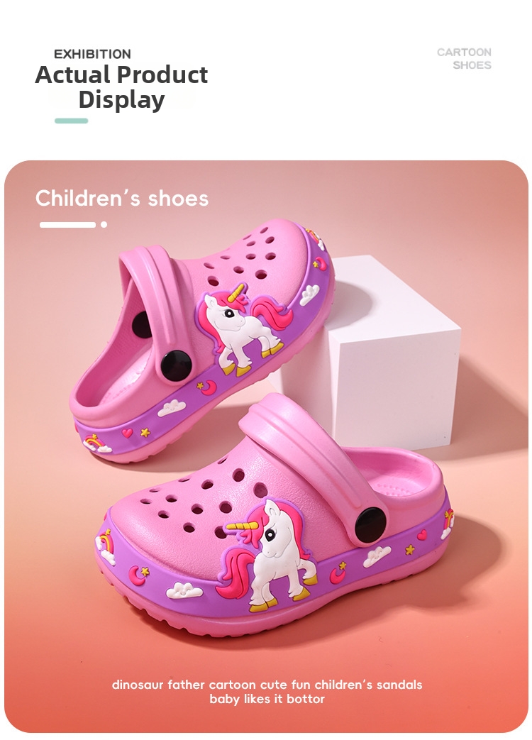 Kids Dinosaur Clogs Breathable Lightweight Summer Beach Sandals_voghion.com