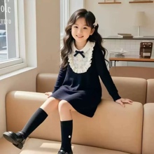 2025秋冬新款小女孩学院风洋气针织毛线连衣裙女童毛衣裙