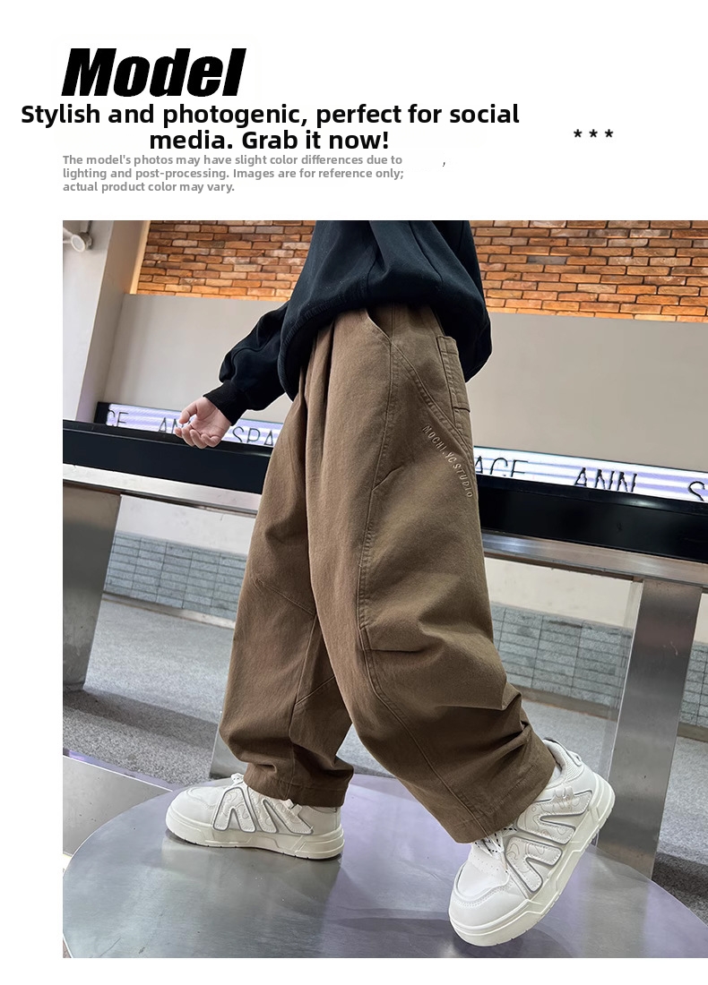Jungen Cargohose Weites Bein Gerade Schnitt Für Kleinkinder_voghion.com
