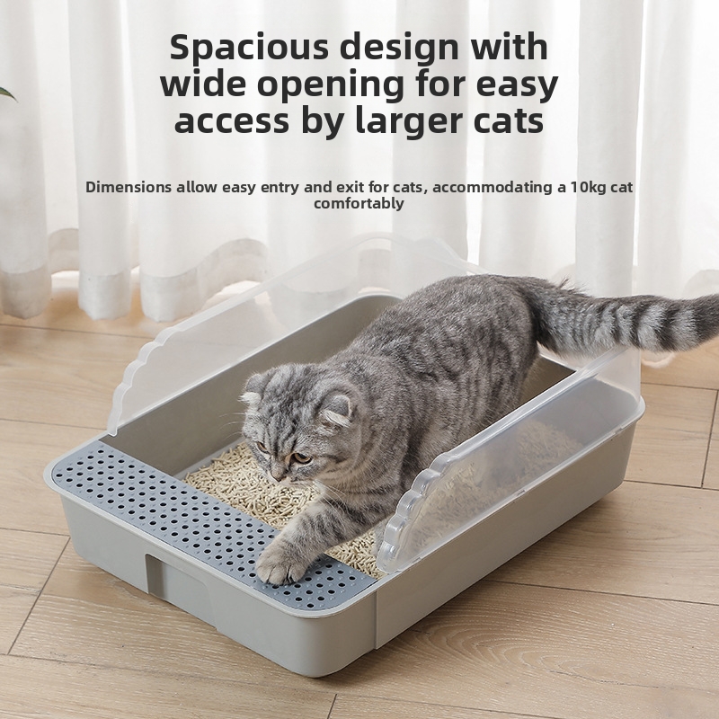 Large Semi Enclosed Cat Litter Box Detachable Splash Proof Pet Supplies Free Shipping_voghion.com