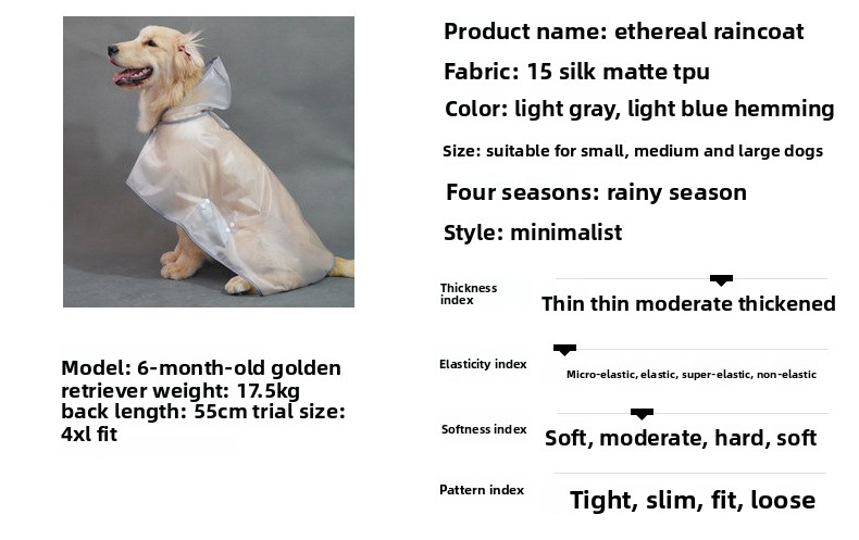 Pet waterproof raincoat easy to clean wipe down