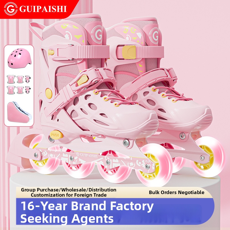 Adjustable Roller Skates For Children - Boys & Girls Beginners Professional Set Ice Skating Ages 6-12_voghion.com