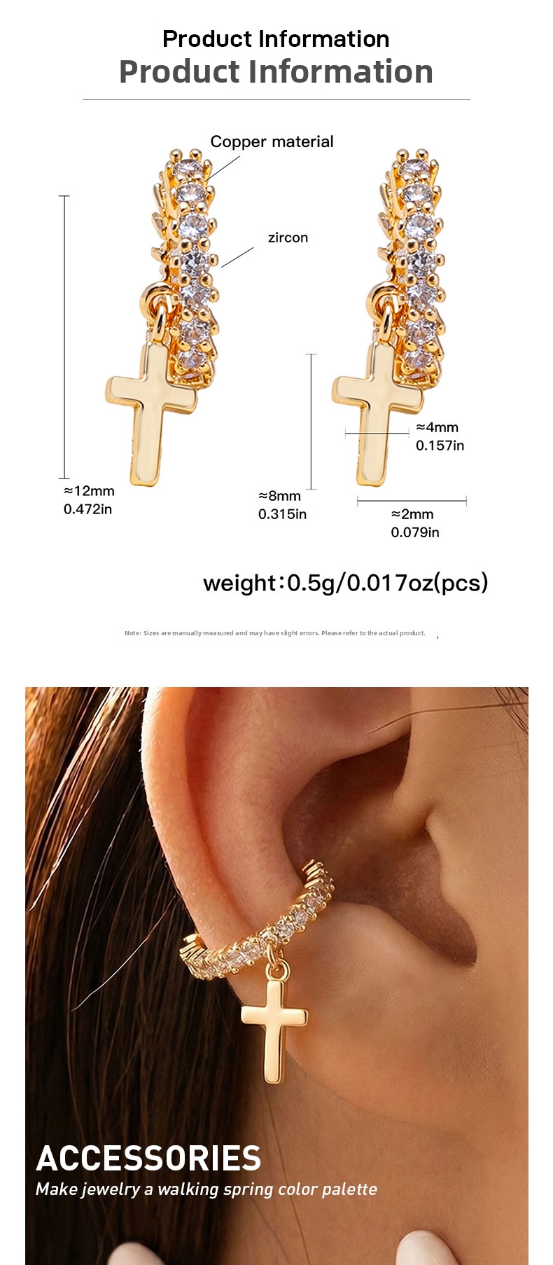 Creative Cross Ear Clip For Women Minimalist Non Piercing Style_voghion.com