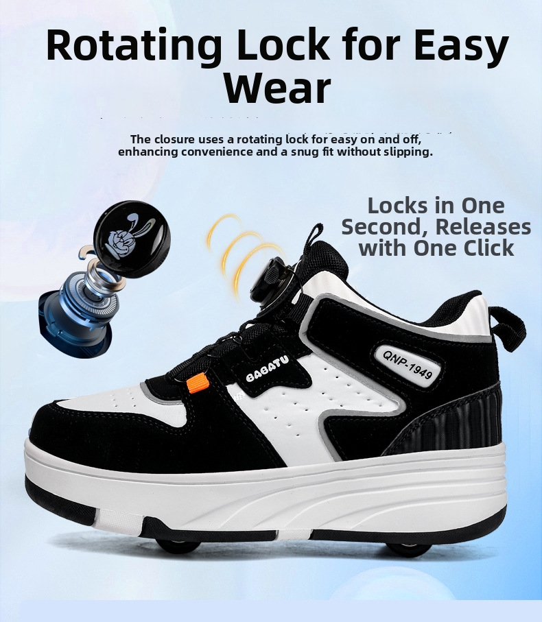 Roller Skates Sneakers For Kids Lightweight Breathable Wheeled Shoes_voghion.com