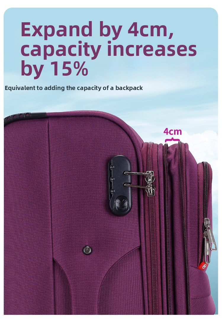 Rolling Suitcase Oxford Cloth Trolley Case With Business Lock_voghion.com
