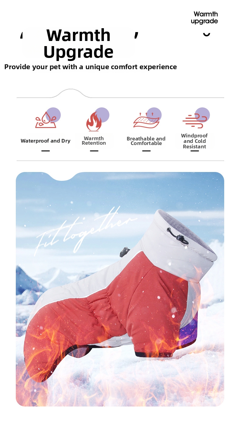 Gilet doudoune réfléchissant pour chien avec col haut chaud_voghion.com
