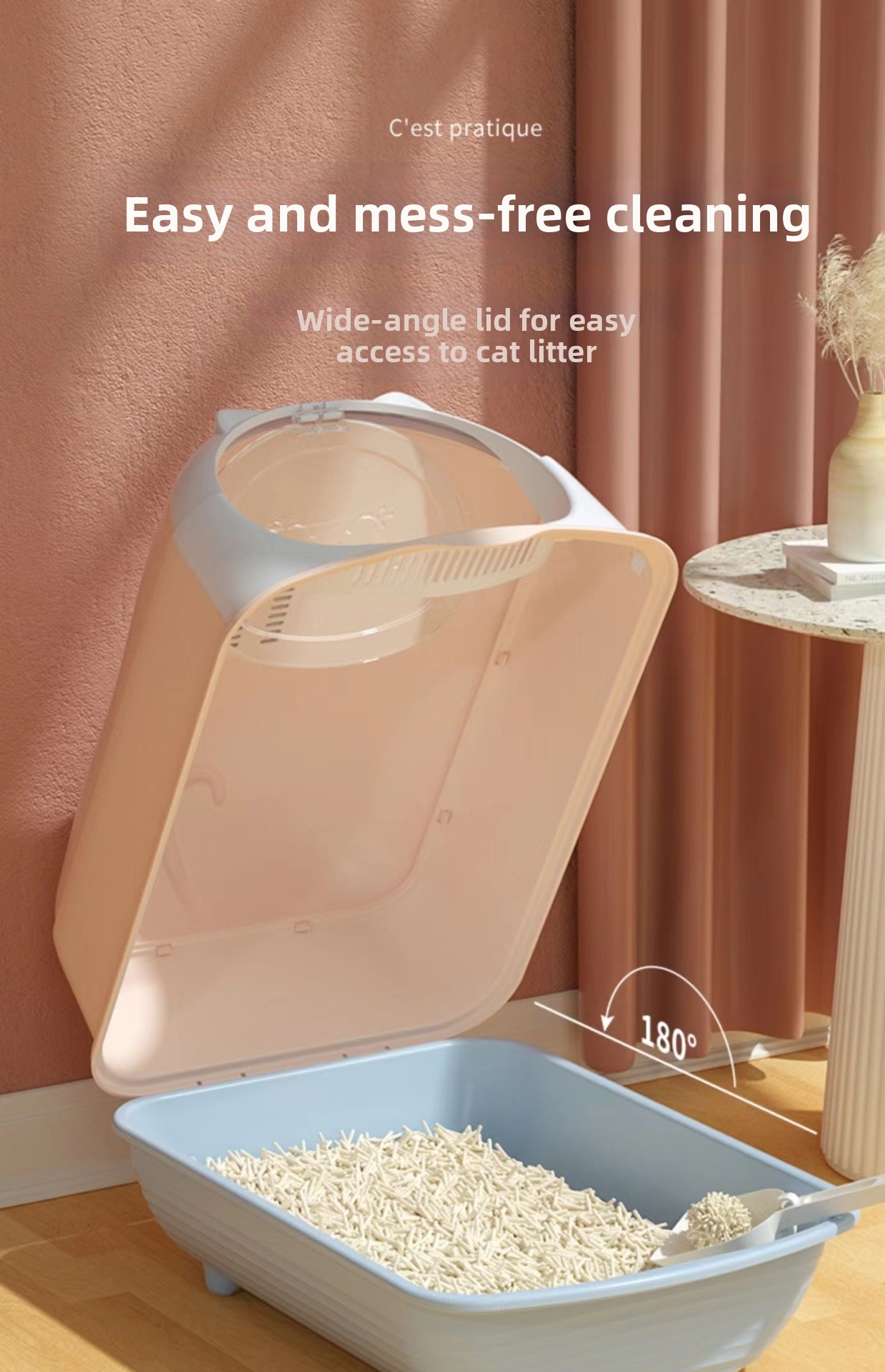 Modular Cat Litter Box Fully Enclosed With Flip Top For Pets_voghion.com