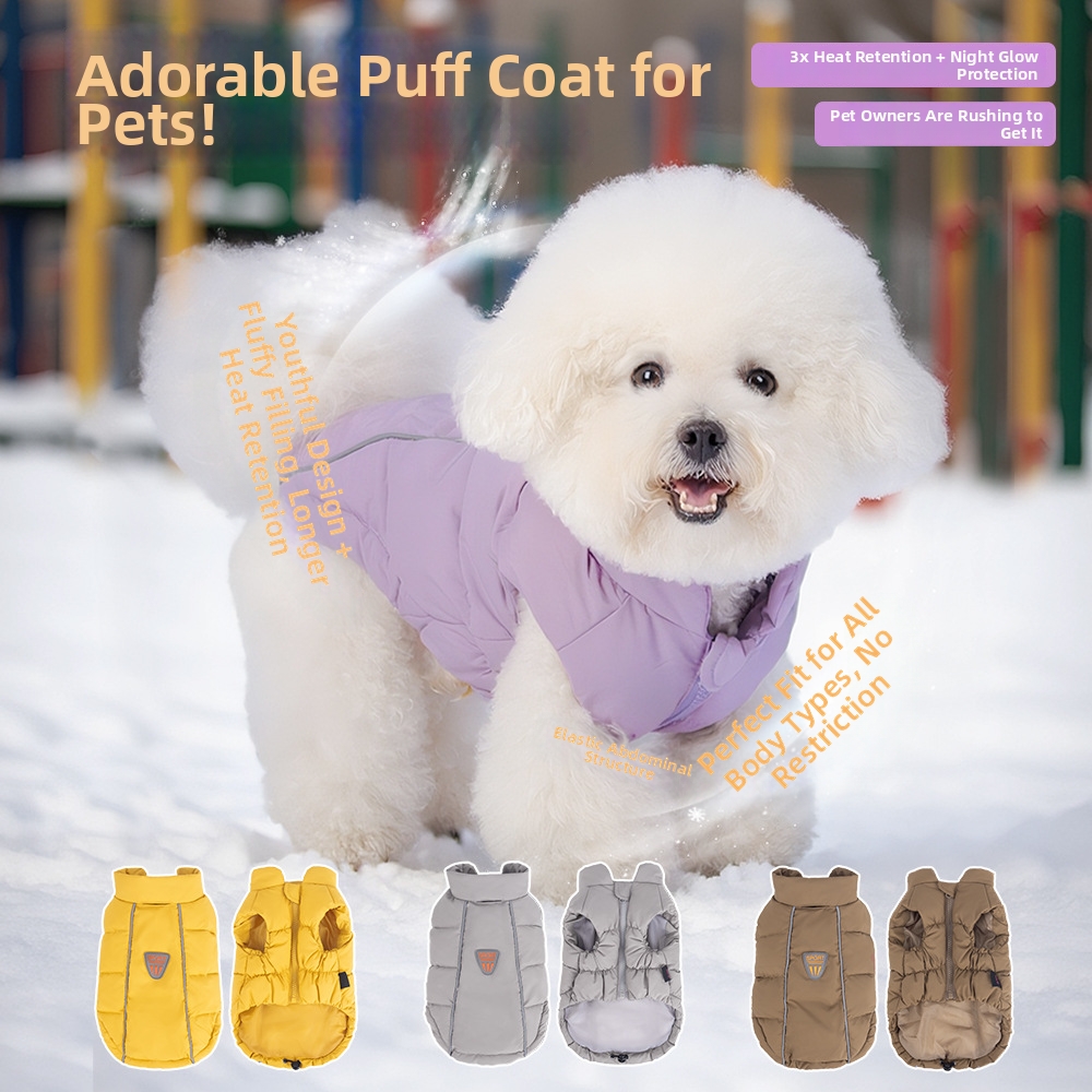 Winter Pet Dog Clothes Thickened Vest Teddy Bichon Frise Puppy Reflective Cotton Coat For Small To Medium Dogs_voghion.com
