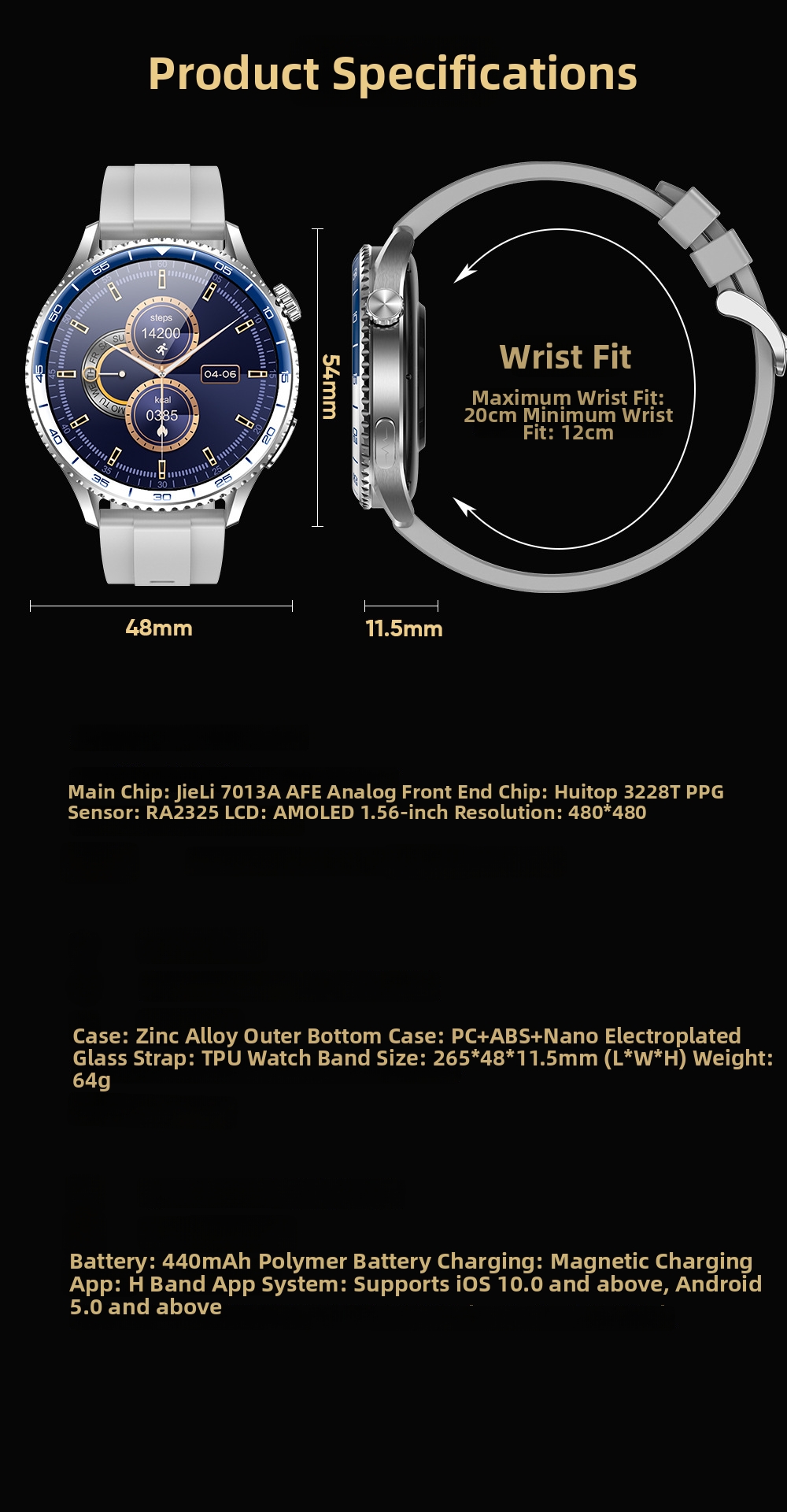 Herren Smartwatch Mit Blutlipid- Und Herzfrequenzmessung_voghion.com