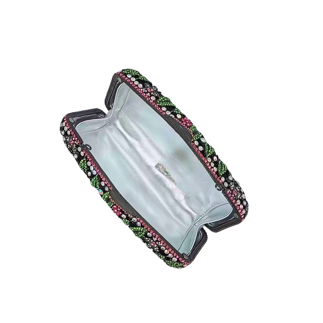 Túi clutch nữ đính đá pha lê kim cương dạ hội cầm tay — Màu đen, Cá tính đặt làm chi tiết 3