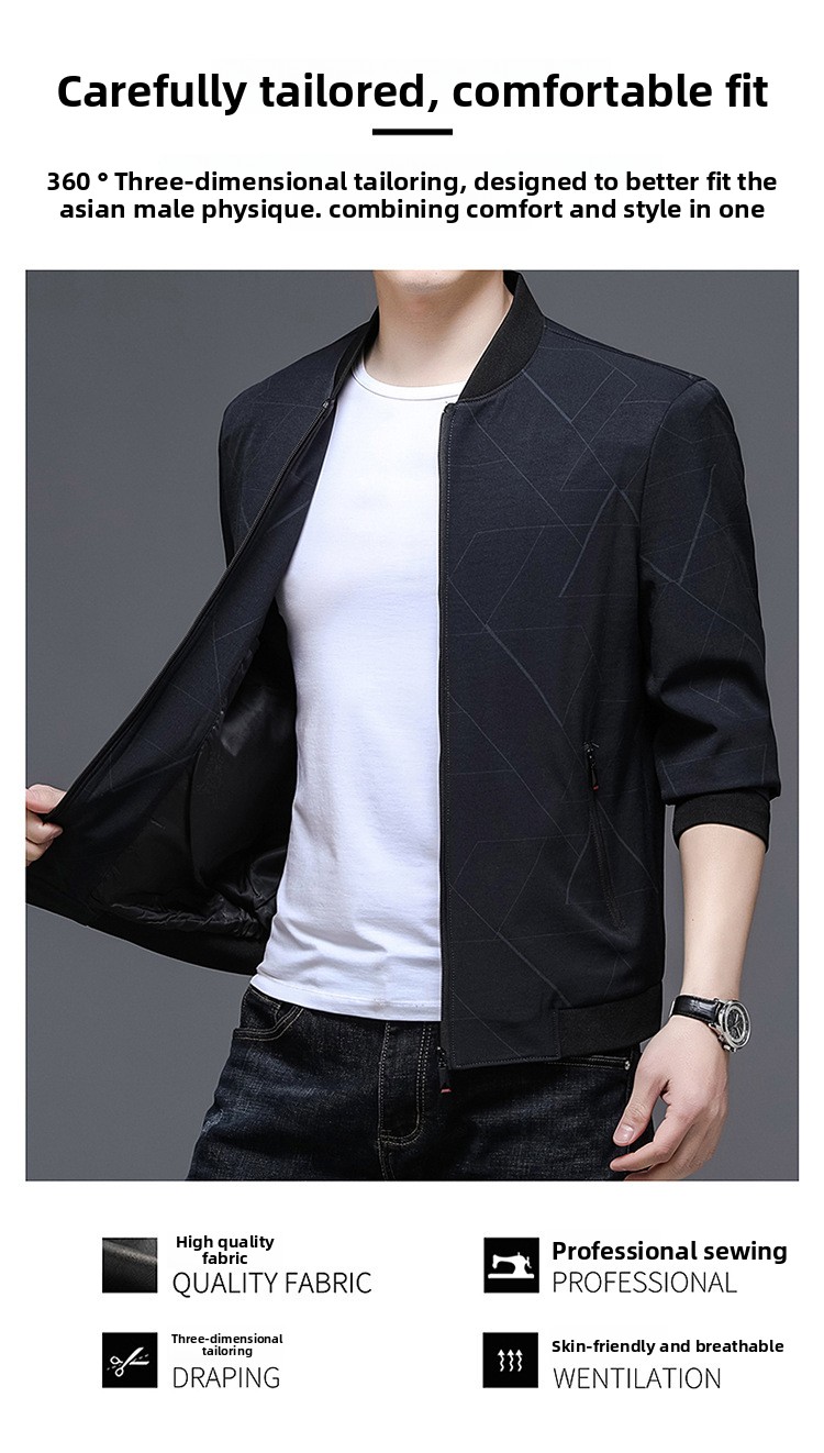 Men's Casual Bomber Jacket, Slim Fit Baseball Style Lightweight_voghion.com