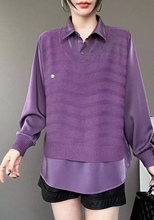 新款大码女装 高档时尚翻领针织两件套 宽松大版女装套装