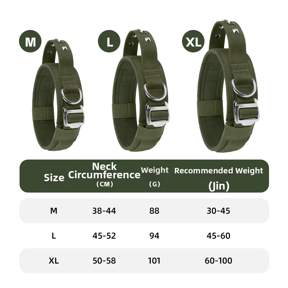 Adjustable Nylon Dog Collar With Rivets Medium To Large Breed Explosion Proof Anti Lost Pet Neck Collar For Dogs_voghion.com