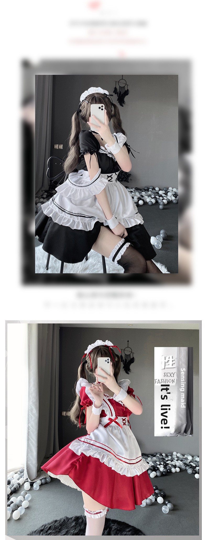 Halloween Cosplay Japanese Maid Outfit Cos Uniform Soft Girl Dress Cute Lolita Maid Lolita Apron Home Uniform_ecoleips.com