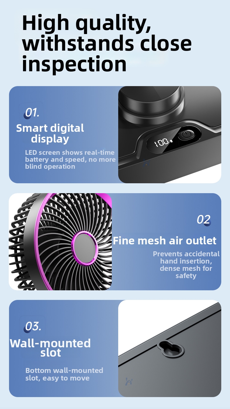 Desktop Mini Fan Oscillating Rechargeable Quiet Desk Fan_voghion.com