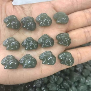 Hetian Jade Cartoon Twelve Zodiac Jade Rabbit Jade Pendant Rabbit Necklace Year of Rabbit Year of Birth Three-dimensional Baby Rabbit Jade