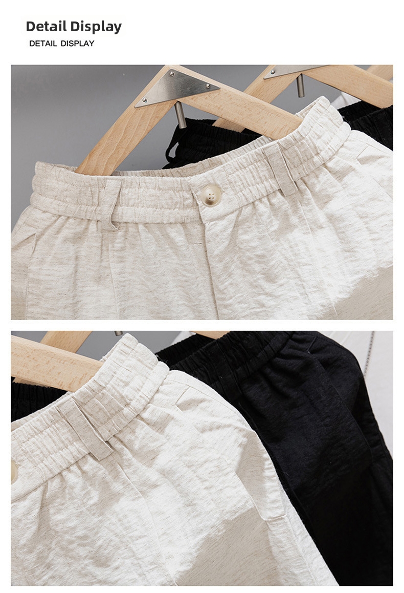 Linnen shorts voor heren, ademende casual strandkleding_voghion.com