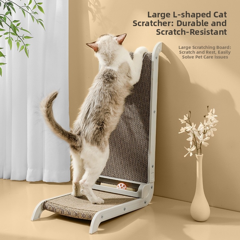 L Shaped Cat Scratching Post Wall Mounted Scratch Resistant Large Size Anti Scratch Pet Toy_voghion.com
