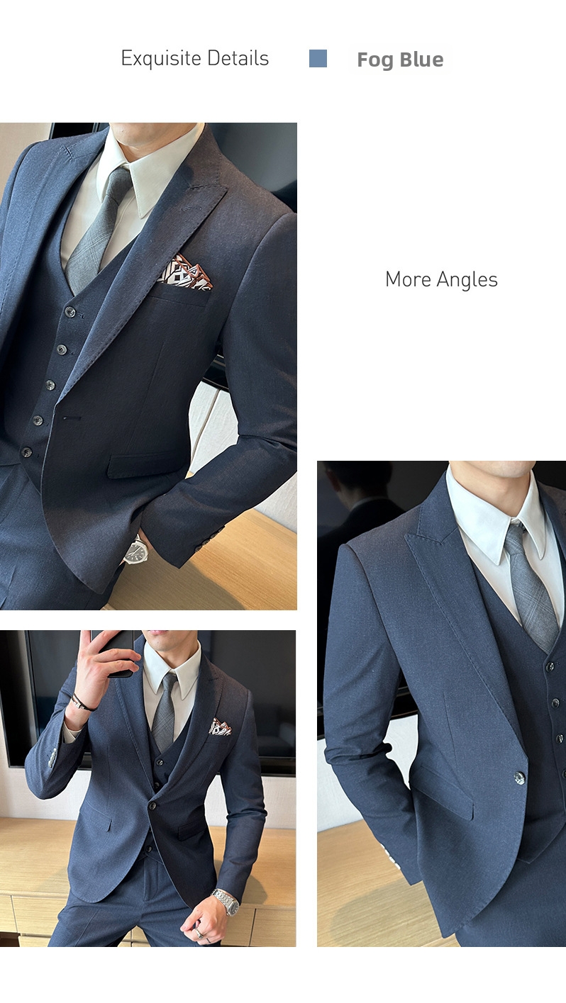 Abito da uomo tre pezzi slim fit rosa elegante raffinato_voghion.com