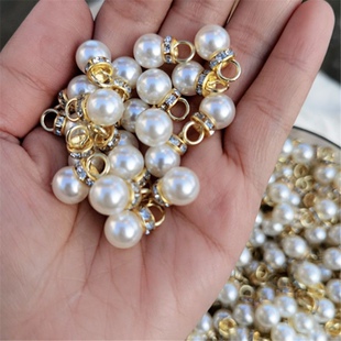 ABS10mm imitation pearl small pendant inlaid pearl earring accessories diy handmade jewelry bracelet necklace material
