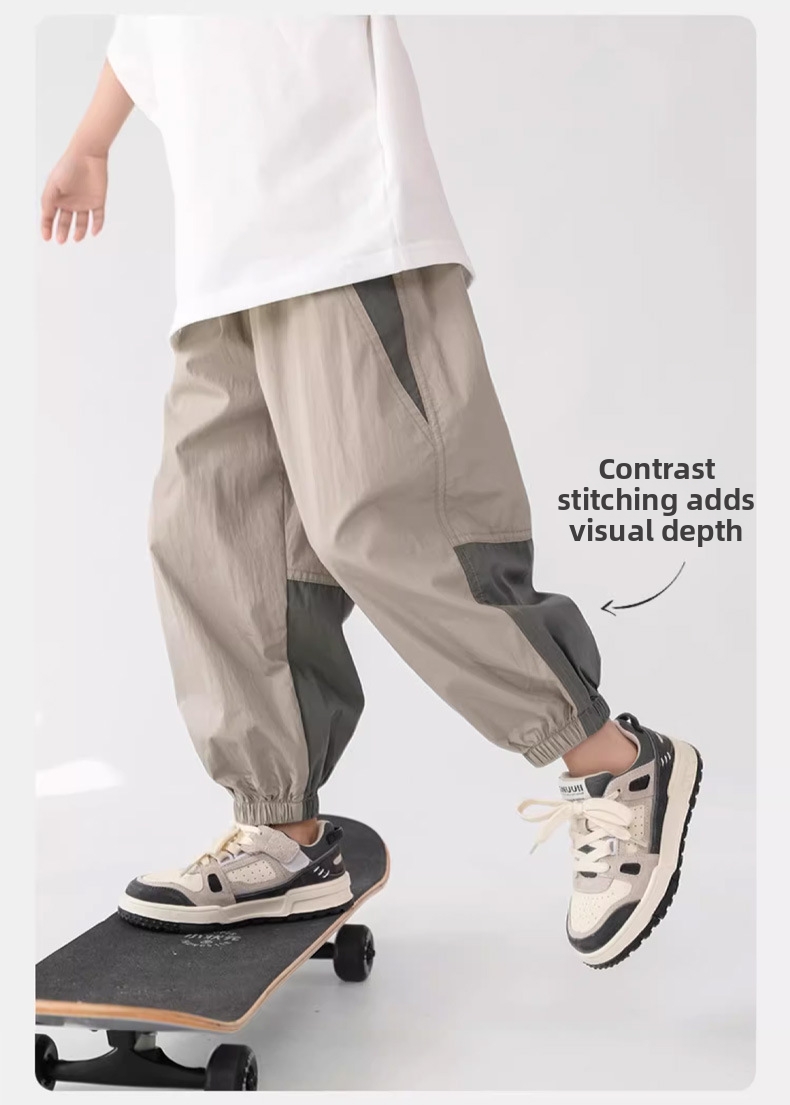 Modische Jungen Colorblock Sporthose Mit Mückenschutzfunktion_voghion.com