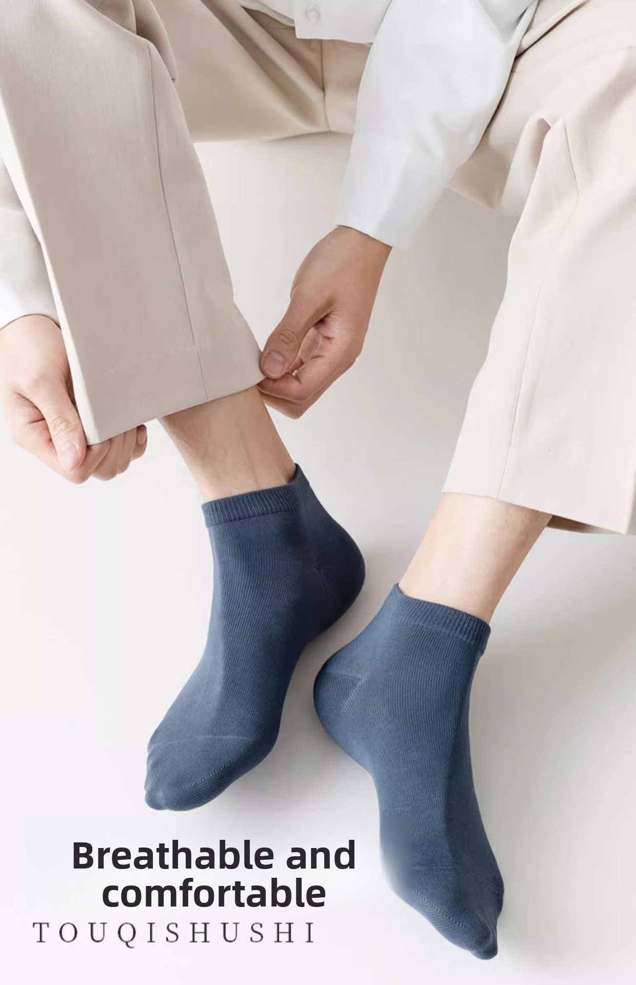 Men Pure Cotton Low Cut Socks Breathable Solid Colour Everyday_voghion.com