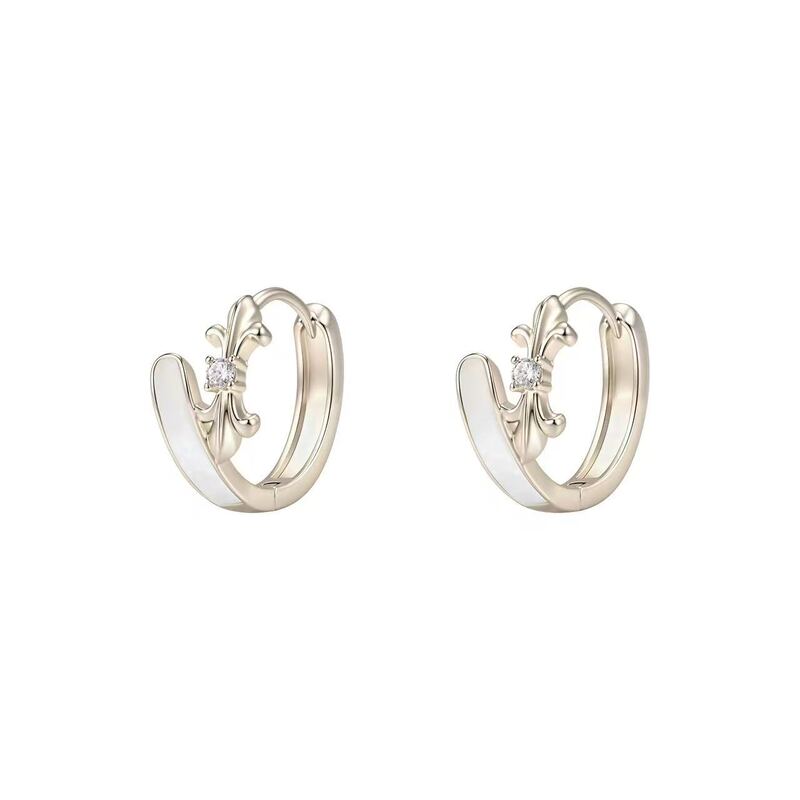 Sanheng Sun Mother-Of-Pearl Iris Flower Earrings for Women, Designer Style, Light Luxury High-End Gold Earrings for Women Wholesale