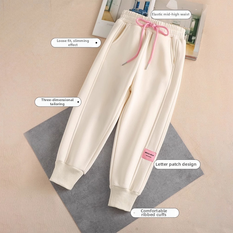 Girls' Gray Jogger Pants Spring Autumn Style Children's Casual Sweatpants Loose Long Stylish Sportswear For Kids_voghion.com