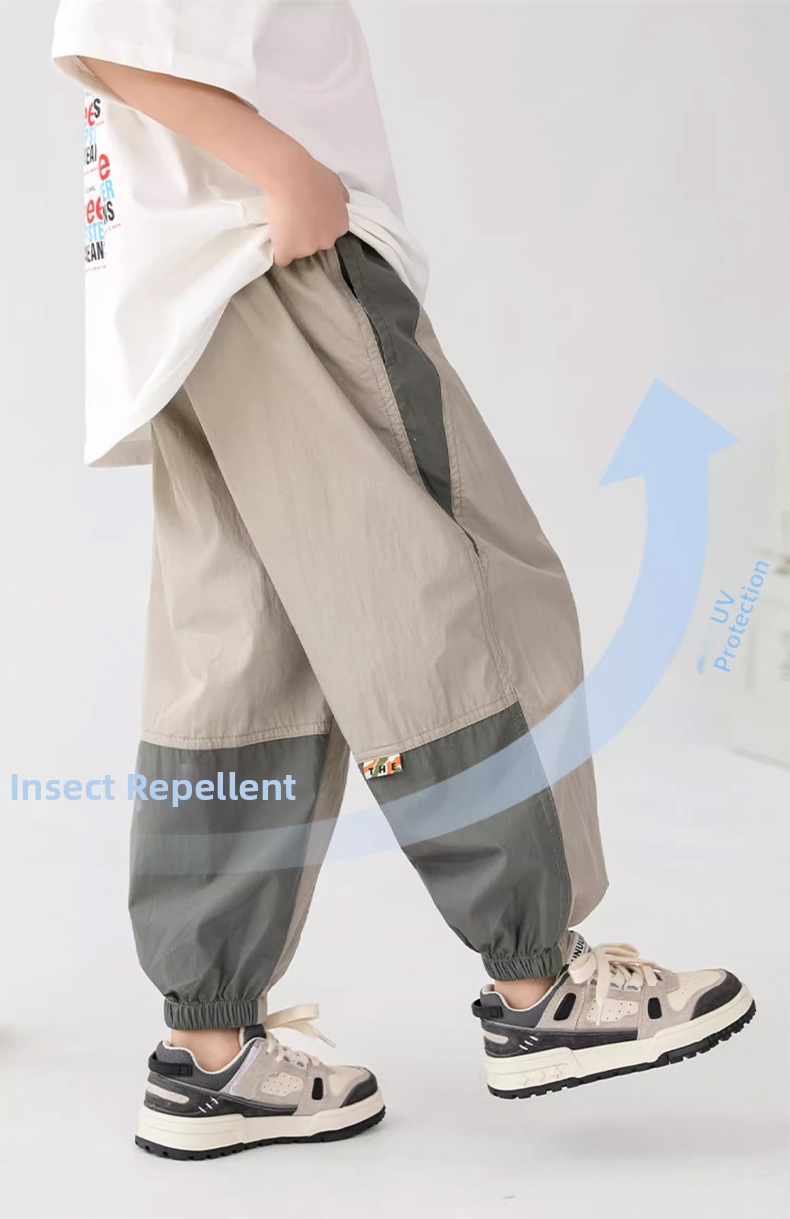 Modische Jungen Colorblock Sporthose Mit Mückenschutzfunktion_voghion.com
