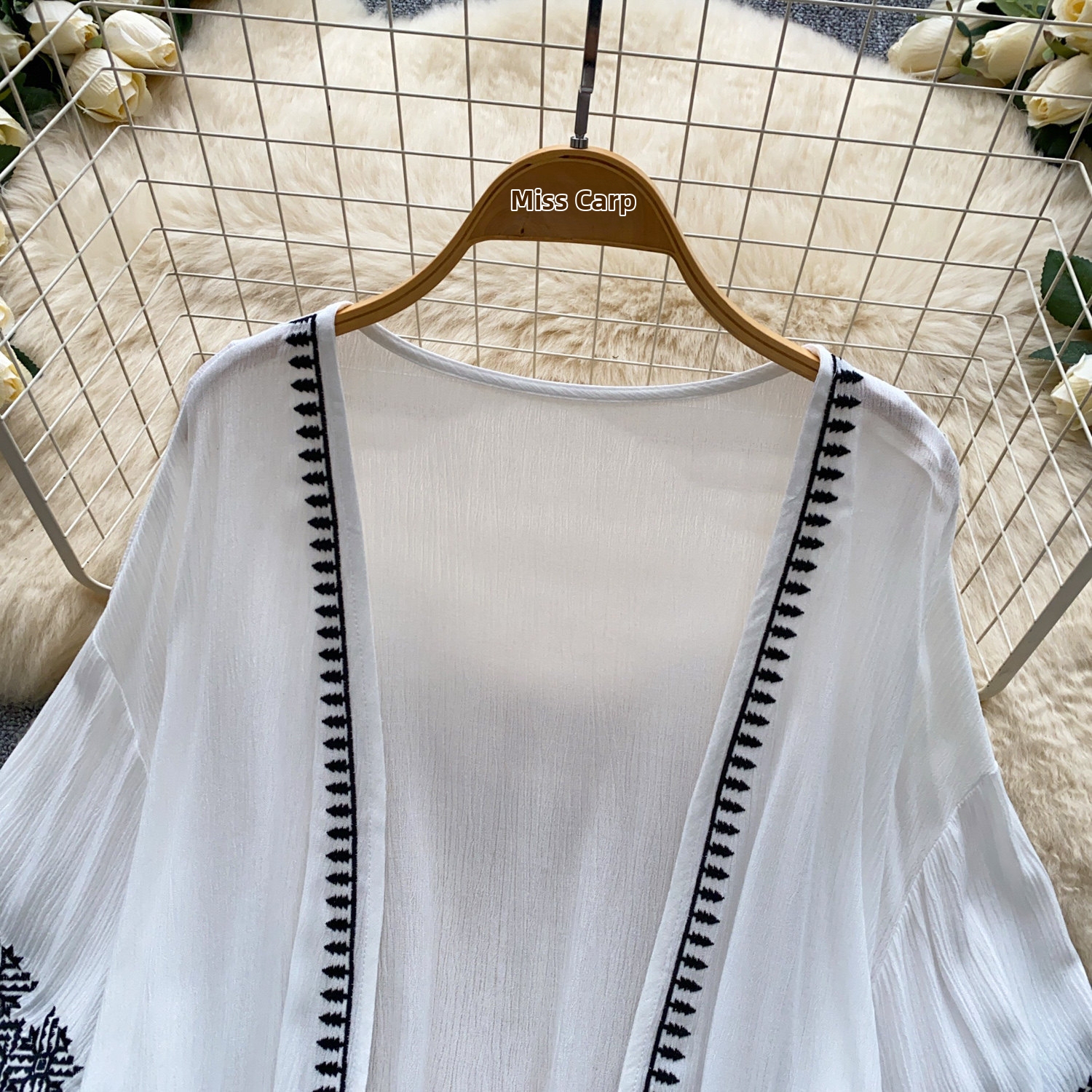 Women's Bohemian Style Heavy Embroidery Tassel Cardigan Loose Fit Summer Commuter Vacation Outerwear Top_ecoleips.com