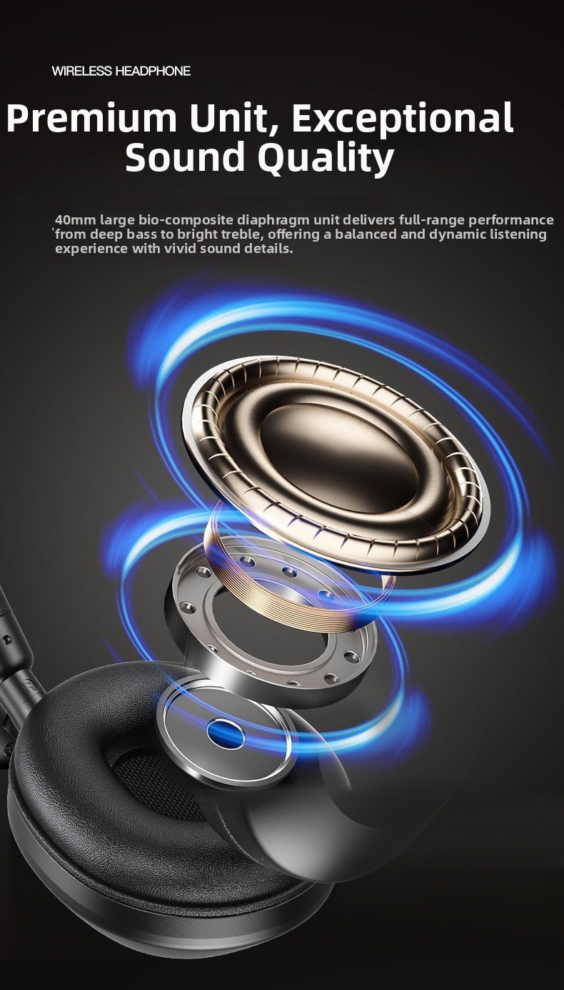 HN-8806 Wireless Bluetooth Headphones – Hi-Fi Stereo, FM Radio, Foldable Design, 20H Playtime (Black/Khaki/Blue/Green/Pink)​_voghion.com