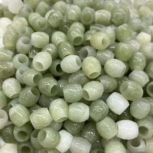 Hetian jade Qinghai material back grain beads running ring handmade DIY accessories Buddha beads bracelet pendant jade jewelry wholesale factory