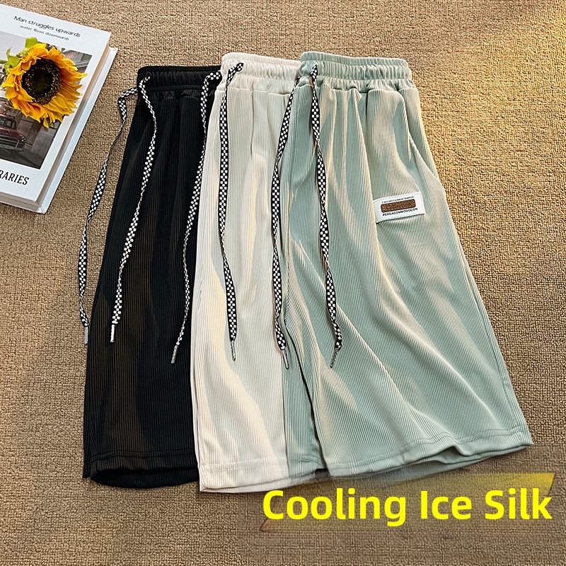 Men’s Ice Silk Running Shorts – Ultra-Lightweight, Quick-Dry & Breathable For Gym, Jogging & Summer Comfort (Black, Khaki, Green, White, Sizes M-5XL)_voghion.com