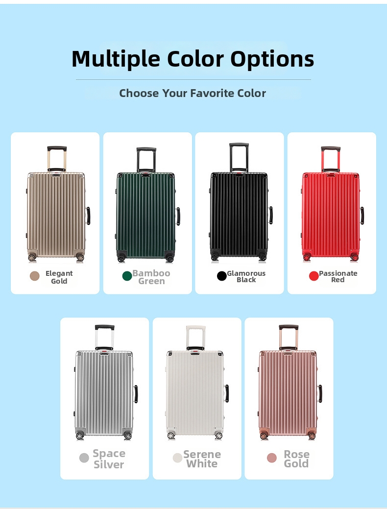 Rolling Suitcase With Aluminum Frame And Combination Lock Pc Material_voghion.com