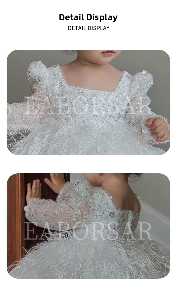 Mädchen Pailletten Langarm Prinzessinnenkleid Für Festliche Anlässe_voghion.com