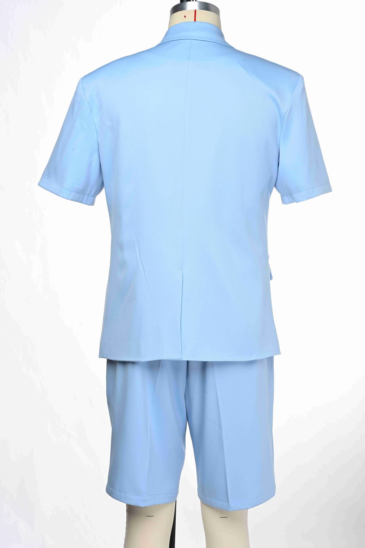 Completo estivo uomo blazer a maniche corte e pantalone blu_voghion.com