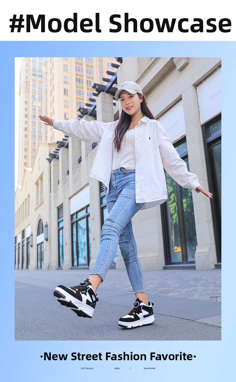 Roller Skates Sneakers For Kids Lightweight Breathable Wheeled Shoes_voghion.com