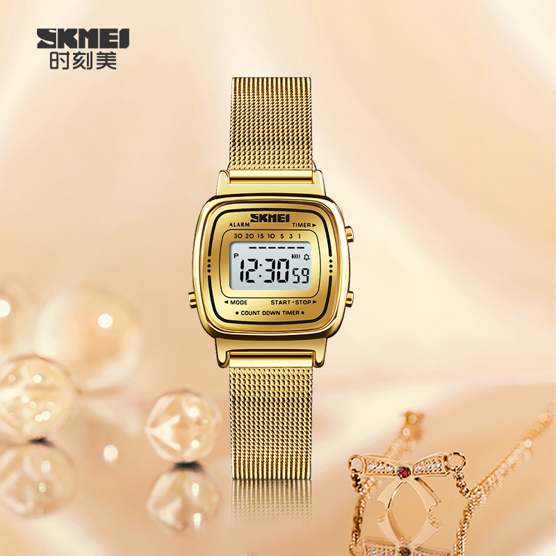 Orologio elettronico da donna color oro, piccolo, quadrato, di alta qualità, ideale per moda, sport casual e affari._voghion.com