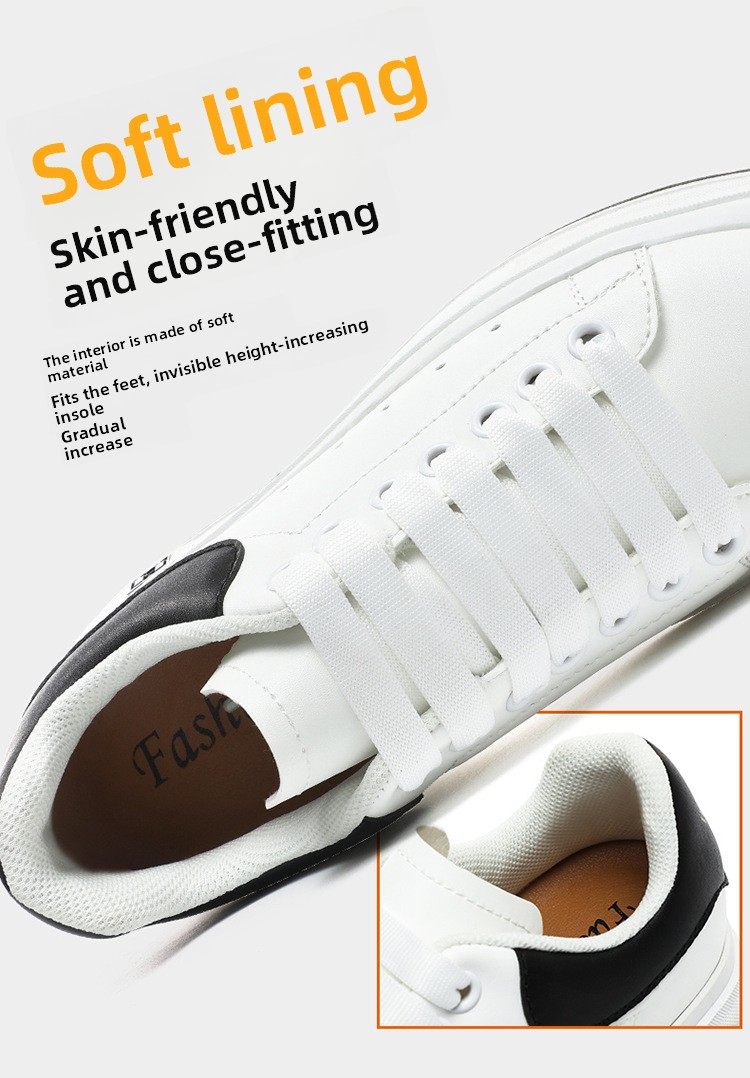 Men Classic White Black Heel Platform Sneakers Casual Leather Skate Board Shoes Unise_vogvips.com