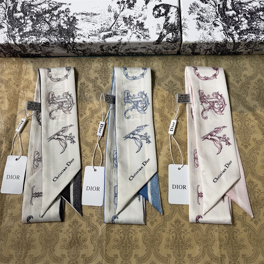 Correct Version D Long Silk Women's Hair Tie, Narrow Silk Scarf with a High-End Feel, Vintage Neck Scarf, Small Ribbon